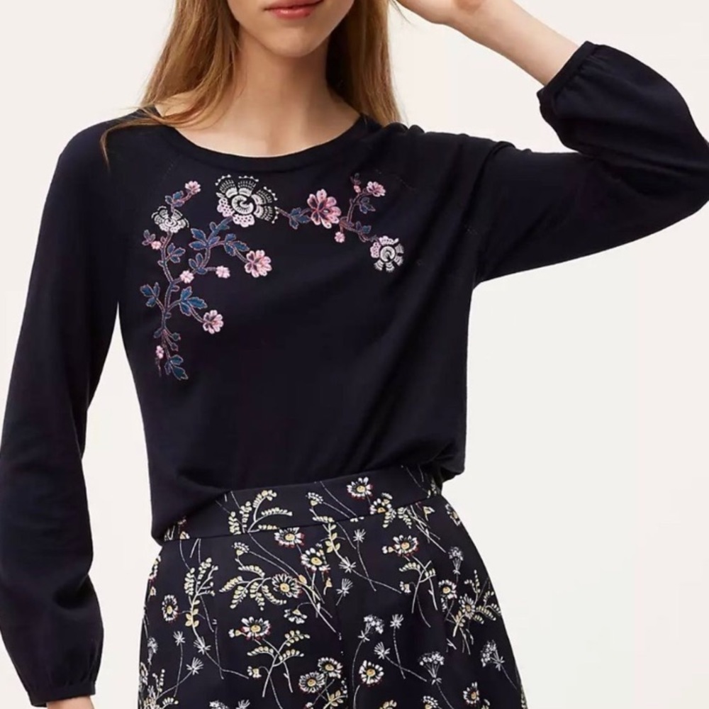 Loft Cotton Embroidered Sweater